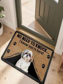 1pc New Shih Tzu Welcome Doormat, Suitable For Living Room, Bedroom, Indoor - Machine Washable - Flannel Material, Delicate Wrap, Skin-Friendly, No Pilling, Water-Resistant Easy Care, Odorless - Ideal For Home Decor, Room Decor, Living Room Carpet, Bedroom Carpet, Bathroom Carpet, Kitchen Carpet, Area Rug, Hotel Decor - Area Rug, All Season Use.