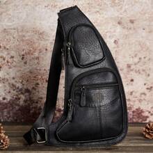 1PC Personalized Leather Crossbody Bag,Christmas Gift,Groomsmen Gifts, Crossbody Sling Bag,Leather Chest Bag For Men,Quality Travel Bag,Shoulder Bag For Dad