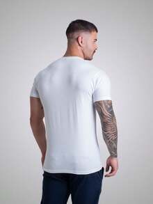 Kit Of 3 Men's Egyptian Cotton T-Shirts Casual-Minimalist Style Slim Fit Contrast Mesh Shirt - 黑色/白色/藍色 - 查看 7