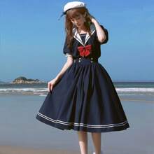 1 Stück Damenhafter Lolita-Stil locker sitzendes Kleid mit Matrosenausschnitt und Schleifendekor an der Taille, weich & süß für Schule, Cosplay, Party, Fotografie, Geschenk, Freizeitkleidung, Frühling/Sommer/Herbst, Halloween Kostüm, Partykleid - Verschiedenfarbig - Übersicht 11
