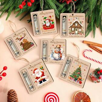 6-Piece Christmas Gift Wallet, Perfect For Christmas Party Celebrations, Party Small Gifts And Decorations, Cash Lucky Letter Ornaments, Home Decoration Pendants, Christmas Tree Ornaments, Holiday Gifts For Her In Winter, Wooden Christmas Tree Decorations With Santa Claus And Reindeer Patterns, Holiday Tree Decorations, May Include Money And Gifts