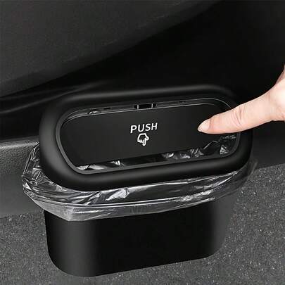 سلة قمامة للسيارة معلقة على الباب مع غطاء مقاوم للتسرب والماء - صندوق تخزين متعدد الوظائف مصنوع من بلاستيك قوي، مناسب لوحدة التحكم المركزية وصندوق الذراع والمقعد الخلفي والباب - قطع غيار السيارات بدون مصدر طاقة، ضروري للسفر، توفير المساحة وسهل التنظيف