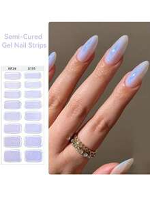 16 Spitzen Semi Cure Gel Nagel Wraps (Mehrfarbig) Träumerisches Mauve Aurora Bling Nail Art Aufkleber, selbstklebende Full Wrap Nail Art, zu verwenden mit UV-Lampen, einfach anzubringen und zu entfernen, geeignet für Frauen und Mädchen für tägliches Dating DIY Nail Art Verwendung