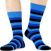 Men's Funny Novelty Crazy Pattern Dress Socks For Gifts - 藍/紅/黑/多色條紋-12米 - 查看 2