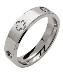 1 chiếc nhẫn Cubic Zirconia màu vàng thép không gỉ tối giản, giữ màu tốt, ít gây dị ứng, quà tặng trang sức, thích hợp để xếp chồng và đeo hàng ngày - Cỏ bốn lá - Xem 17