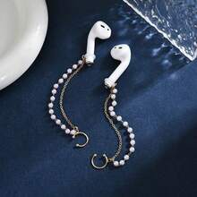 Simple Double-Layer Chain Earphone Anti-Lost Chain Ear Clip, Versatile Non-Pierced Earphone Anti-Drop Earrings, Both Fashionable Jewelry And Innovative Anti-Lost Chain Earphones, Suitable For Airpods, Fashionable And Cute Earrings, Designed For Women, Perfect Accessories For Wireless Headphones. - trắng - Xem 5