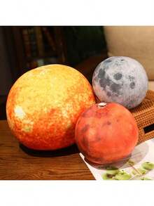 1pc Realistic Earth, Sun, Moon, Mars Plush Stuffed Doll Cushion, Space Theme Decorative Pillow, Birthday Gift, Cuddle Doll, Office Desk Decor,Uranus,Deep Space,Sun And Moon Plush - Multicolor - View 8