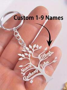 1pc Customized Tree Of Life Keychain, Personalized Last Name Keychain, Stainless Steel Chain Keychain Car Backpack Decorative Ornaments Gift, Christmas Gift Labor Day Gift Unique Customized Family Jewelry, Bridesmaids Gold Fashion, Autumn Fashion