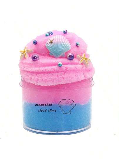 1pc Ocean Starfish Shell Mud Slime, Silk Slime DIY Stress Relief Toy, Faux Pearl & Shell Decor, Random Accessories & Packaging Stickers, Gift For Friends, Family, Christmas, Piñata Filler, Party Favor