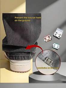12个装隐形裤夹，可缩短裤腿，防止裤腿拖地。隐形纽扣开合，无缝设计，防止裤腿拖地。适用于牛仔裤和长裤。 - 彩色 - 查看 1