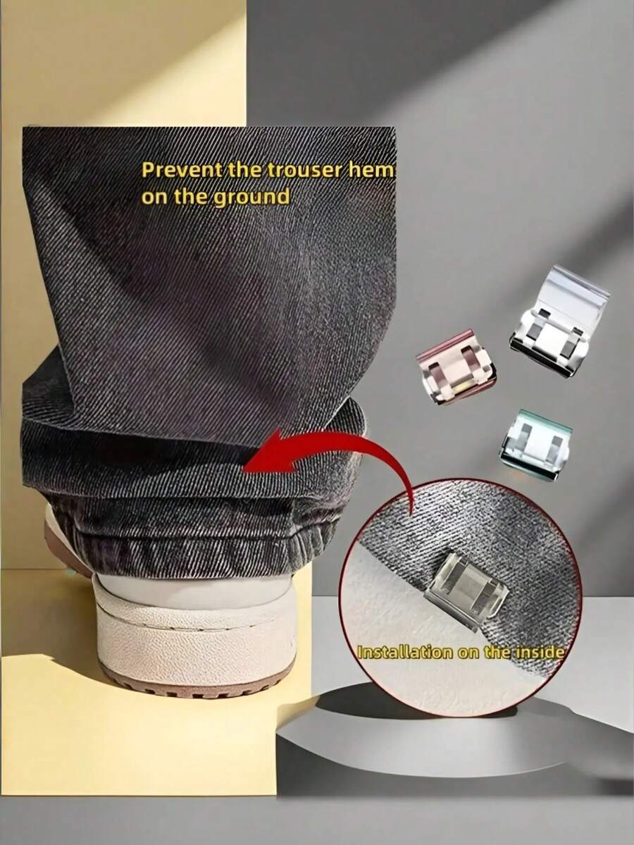 12个装隐形裤夹，可缩短裤腿，防止裤腿拖地。隐形纽扣开合，无缝设计，防止裤腿拖地。适用于牛仔裤和长裤。 - 彩色 - 查看 1