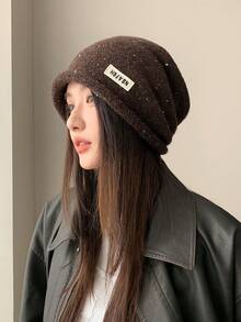 1 pezzo Berretto a cuffia lavorato a maglia di colore unito da donna, casual e alla moda, leggero e confortevole, adatto per grandi circonferenze della testa, ideale per l'autunno, per l'uso quotidiano e per attività all'aperto - Multicolore - Visualizzare 15