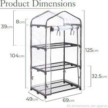 3 Tier 4ft Greenhouse, Mini Portable Compact Garden Growhouse, Sturdy Steel Frame, Double Zip PVC Cover - PVC - View 7