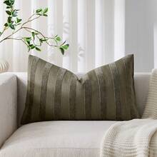 1个/2个橄榄绿3D条纹抱枕套（不含枕芯），现代时尚柔软雪尼尔和仿亚麻混纺双色条纹舒适抱枕套，适用于家居沙发、卧室、装饰，四季皆宜。 - 橄欖綠 - 查看 14