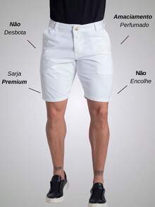 Men's Social Bermuda Shorts Classic Twill Tailored Twill Colorful Denim - White - View 2