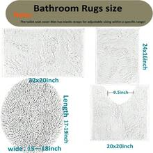 White Bathroom Rugs Sets 4 Piece With Toilet Lid Cover, Non Slip Bathrooats Extra Soft Chenille Bath Rugs Absorbent Shaggy Rugs Perfect Plusats U-Shaped Toilet Rug Batroom Set,18821268 - White - View 5