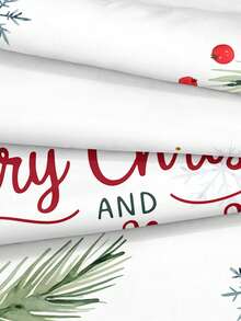 Set de pilotă cu 3 bucăți de Crăciun, desenate manual, cu crengi, frunze, fulgi de zăpadă, imprimat digital (1 husă de pilotă, 2 fețe de pernă fără miez), fibră de poliester, moale, prietenos cu pielea, potrivit pentru diferite dimensiuni de pat, ideal pentru cadouri