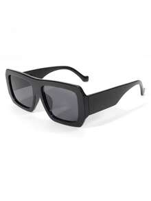 1pc Square Fashion Glasses Retro Personalized Versatile Men's And Women's Fashion Glasses Suitable For Daily Wearing, Street Photography, Vacation, Tourism, Beach Accessories Black Glasses - màu đen - Xem 2