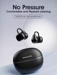 PHILIPS 飞利浦 TAQ2020 真无线蓝牙 5.4 耳机，开放式设计，AI 清晰通话，触控操作，超长续航 - 黑色 - 查看 4
