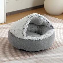 1 chiếc giường cho thú cưng mềm mại và thoải mái trong nhà, ấm áp và chống trượt, thích hợp cho mùa thu/đông, có thể giặt được - Xám - Xem 10