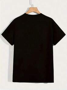 Black Character Portrait Printed Loose T - Shirt Baby TeesMinimalist Style  Sweatshirt ,Everyday Wear,Everyday Wear - màu đen - Xem 3
