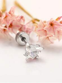 1 件 316L 不锈钢锆石耳钉，时尚优雅的耳饰，男女皆宜 - 彩色 - 查看 11