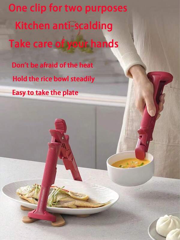 Pinzas de cocina resistentes al calor de acero inoxidable - Agarrador multiusos antideslizante para tazones, platos, platos al vapor, utensilios de cocina a prueba de quemaduras