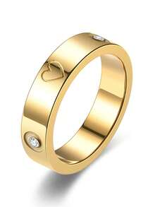 1 buah Cincin Minimalis Stainless Steel Warna Emas dengan Batu Zirkonia Kubik, Daya Tahan Warna Tinggi, Rendah Alergen, Hadiah Perhiasan, Cocok untuk Ditumpuk dan Dipakai Sehari-hari - Berbentuk hati - View 18