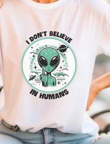 Alien I Don't Believe In Humans Shirt Alien Shirt Funny Alien Shirt Unique T-Shirt Alien Retro Alien Shirt Gift Idea - trắng - Xem 1
