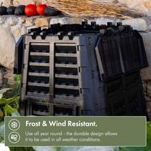 Compost Bin For Garden 480L – Composter With Slatted Design For Aeration, Rainwater Collection, Side Flap & Lid – Outdoor Compost Converter – Frost & UV Resistant - Black - Default - View 2