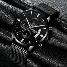 Vanglore Nibosi 2309 Men's Black Wrist Watch Mesh Strap Classic Elegant 43 Mm Functional Chronograph - màu đen - Xem 3