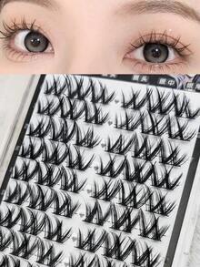 72 Büschel, C-Locken, Länge 9-13mm, Stärke 0,07mm, W-förmige Wimpernbüschel mit großen, dichten Locken, große Kapazität dichte natürliche Locken, segmentierte Einzelbüschel Comic-Augen-Make-up, Nachtclub-Stil