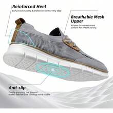 Mens Casual Loafers Shoes Slip On Fashion Walking Dress Sneakers Business Oxfords Work Lightweight Soft Sole Zapatos-20256688 - 灰色 - 查看 7