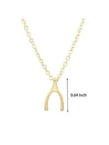 1pc Stainless Steel Chain Lucky Wishbone Necklace, Suitable For Daily Wear And Gift For Friends