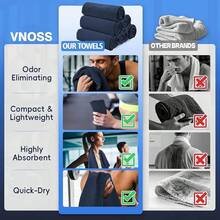 Vnoss Microfiber Gym Towels Working Out, Quickly Dry Yoga Towels Men & Women Tennis, 16 Inch X 27 Inch, 6 Pack, Black