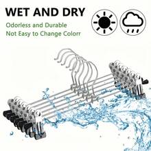 30-5pcs Clothes Hanger With Clips, Pants Hangers With Clips Heavy Duty, Adjustable Metal Pants Hanger, Hangers, Skirt Hangers With Clips Space Saving Hangers For Jeans. Suitable For Pants, Bras, Scarves And Underwear. It Is Ideal For Use In Wardrobes, Closets, Bedrooms, Balconies And Dormitories.