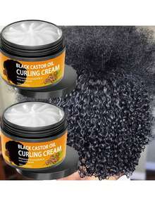 2pcs Black Castor Oil Curl Cream, Infused With Moroccan Argan Oil - Long-Lasting Frizz Control, Moisturizing Elastic Curl Styling Conditioner, Suitable For Dry And Curly Hair, Unisex - 2PCS - View 3