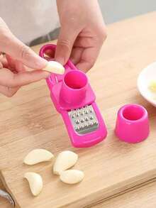 1 pieza Verde/2 piezas Rosa Molinillo de ajo mini, prensa de ajo creativa, machacador de ajo manual para la cocina, utensilios de cocina verdes, herramientas para picnic y barbacoa al aire libre