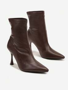 Elegant Women's Sock Boots - Classic Autumn/Winter Casual Work/Office - Brown - View 5