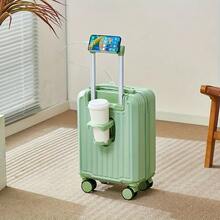 New Lightweight 14-Inch Carry-On Trolley Suitcase, High-Quality Small Travel Luggage With Removable Wheels, Password Lock, Phone Holder, Cup Holder, Multi-Function, High Load-Bearing Capacity, Suitable For Outdoor Travel