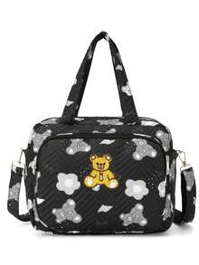 1pc Ins Style Mommy Bag, Small Handbag Type, Shoulder Messenger Type, Fashion Embroidered Diaper Bag For Outdoor Use - Black - View 8