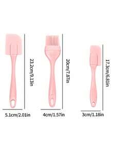 6pcs/Set Silicone Spatula Set With Silicone Brush For Baking Cake - Pink - View 2
