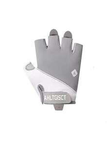 1 Pair Solid Color Letter Print Polyester Fiber Women Sports Fitness Half Finger Gloves, Breathable Anti-Slip Cycling Yoga Gym Training Unisex - B - View 16