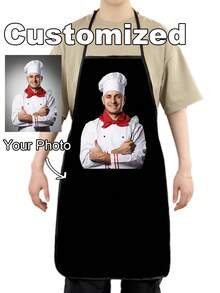1pc Custom Apron For Dad Father Men Women Custom Name Logo,Personalize With Photo, Logo, Picture, Text, Ideal Chef Cook Apron For Women Chef Cooking Kitchen Apron Personalized Kitchen Waterproof Apron Custom Logo Picture Name Chef Cooking Apron Perfect For Mom Husband Girlfriend Boyfriend Father's Day Valentine's Day Mother's Day Birthday Anniversary Graduation Wedding Love Unique - Multicolor - View 1