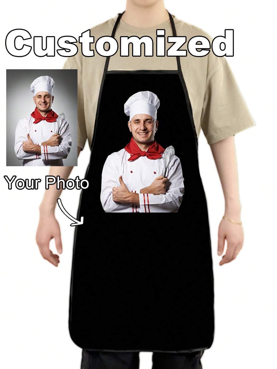 1pc Custom Apron For Dad Father Men Women Custom Name Logo,Personalize With Photo, Logo, Picture, Text, Ideal Chef Cook Apron For Women Chef Cooking Kitchen Apron Personalized Kitchen Waterproof Apron Custom Logo Picture Name Chef Cooking Apron Perfect For Mom Husband Girlfriend Boyfriend Father's Day Valentine's Day Mother's Day Birthday Anniversary Graduation Wedding Love Unique - Multicolor - View 1