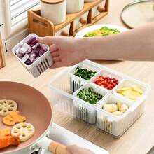 Plastic Organizer Boxes For Treats/Fruits In The Refrigerator With 6 Compartments - trắng - Xem 4