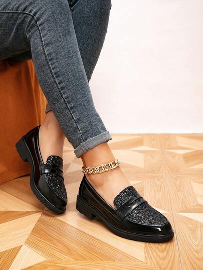 أحذية نسائية مسطحة بأصبع مستدير، أحذية كاجوال، أحذية مسطحة، خريف، سوداء