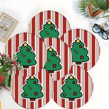 2pcs/4pcs/6pcs Christmas Tree Pattern Printed Diatomite Placemats, Home Decor, Suitable For Christmas Gifts, Christmas Decorations, Applicable To Dining Table, Coffee Bar, All Seasons, Washable Placemats, Room Decor, Coasters, Drink Mats, Drain Mats, Kitchen Dining Table Mats, Indoor/Outdoor Party Decorations, Home Decor, Ideal Gifts