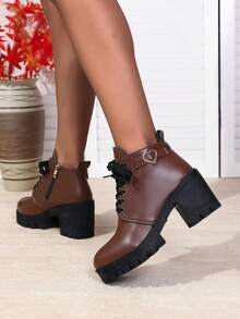 2024新款时尚中跟防滑防水靴，轻便舒适，保暖内衬，适合秋冬 - 棕色 - 查看 6