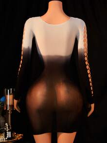 1 件女式性感内衣网眼睡裙娃娃装渐变透视网眼迷你连衣裙睡衣镂空连体衣狂欢装 - 彩色 - 查看 2